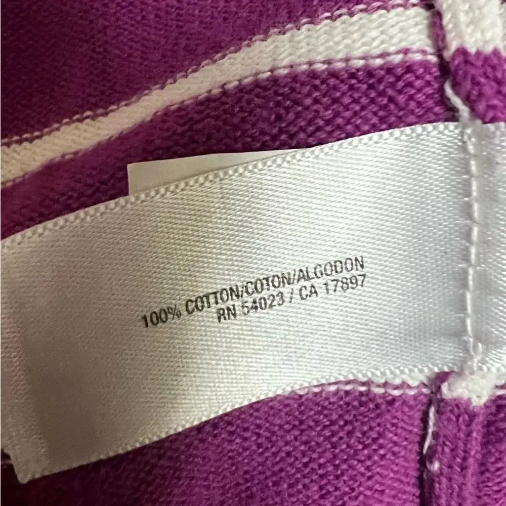 Old Navy Stripe Knit Cardigan Little Girl 5T Purple White EUC